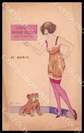 Artist Sager Risque Lady Bulldog Dog April Fools Noyer 89 postcard CT0516 – fronte