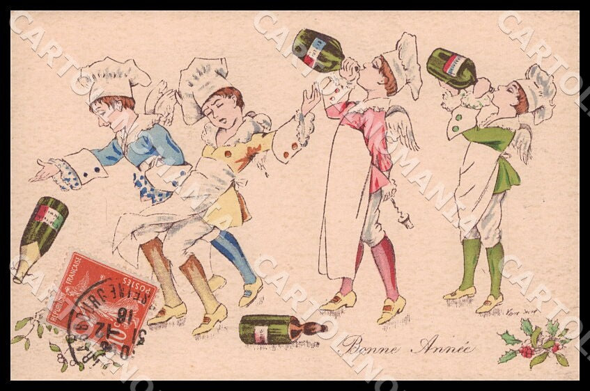Artist Sager X. Cupid Children New Year Noyer Série N° 5 postcard CT0523 – fronte