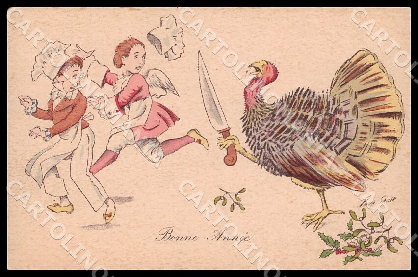 Artist Sager X. Cupid Turkey Children New Year Noyer Série N° 5 postcard CT0524 – fronte