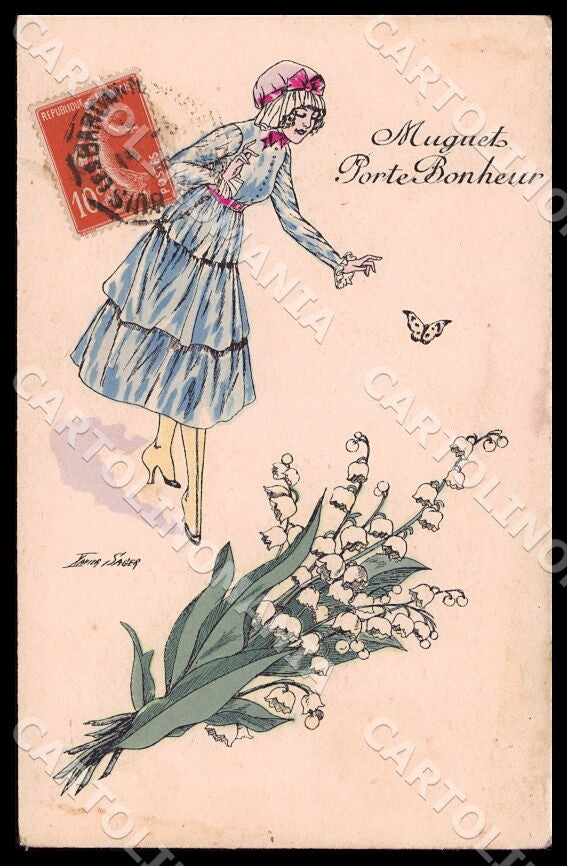 Artist Sager X. Fashion Girl Noyer 43 SMALL CREASE postcard CT0530 – fronte