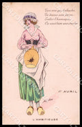 Artist Sager X. Girl April Fools Noyer 10 ABRADED postcard CT0533 – fronte