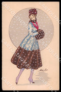 Artist Sager X. Art Deco Fashion Lady Noyer 35 WRINKLES postcard CT0539 – fronte