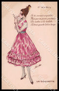 Artist Sager X. Make-up Glamour Lady April Fools ABRADED Noyer postcard CT0546 – fronte