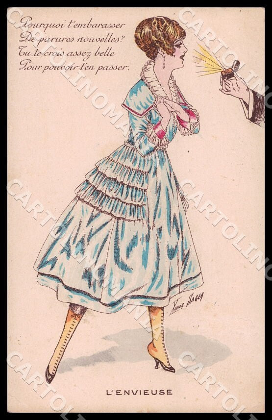 Artist Sager X. Fashion Glamour Lady Noyer Série No 9 ABRADED postcard CT0548 – fronte