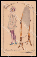 Artist Sager Glamour Art Deco Risque Lady Noyer 4 SMALL CREASE postcard CT0556 – fronte