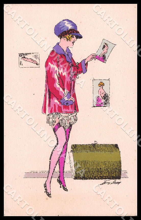 Artist Sager X. Art Deco Risque Glamour Lady Noyer 61 postcard CT0563 – fronte