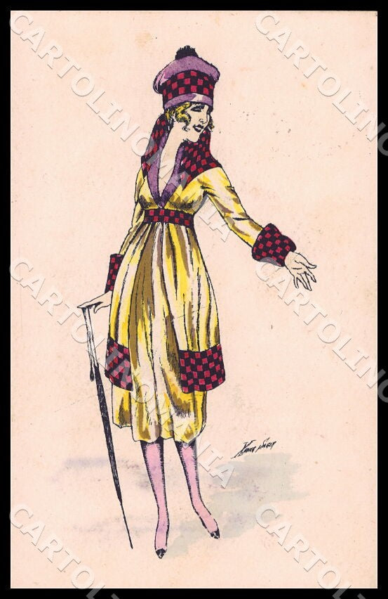 Artist Sager X. Fashion Art Deco Lady Noyer Série No 57 postcard CT0565 – fronte