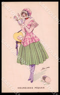 Artist Sager X. Fashion Lady Easter Eggs Noyer 7 postcard CT0568 – fronte