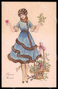 Artist Sager X. Glamour Lady New Year Noyer 6 postcard CT0572 – fronte