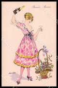Artist Sager X. Art Deco Fashion Toasting Lady New Year Noyer 21 postcard CT0573 – fronte