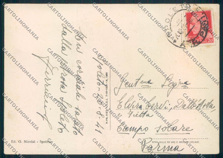 Perugia Spoleto FG cartolina EE0900 – retro