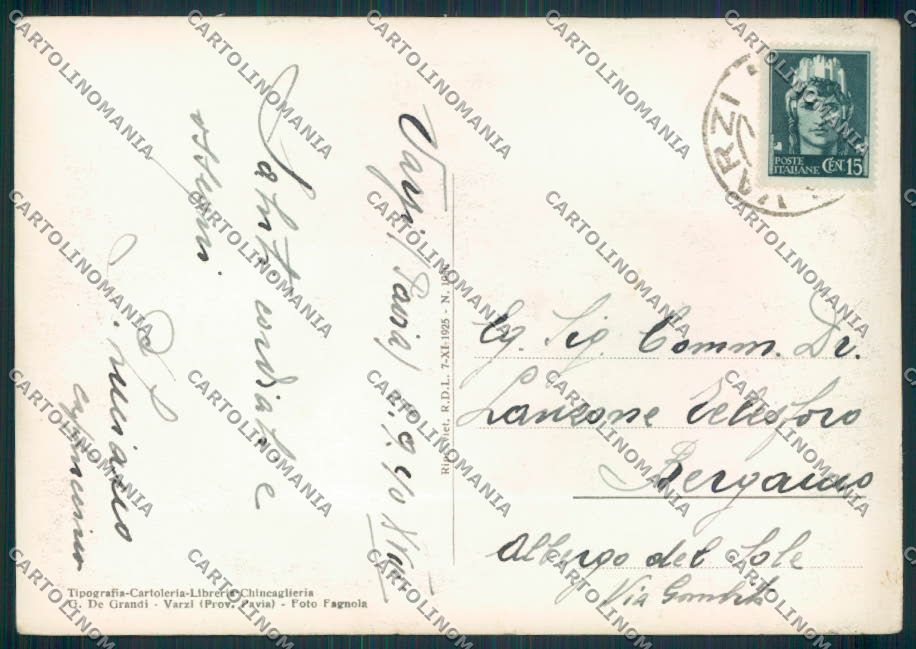 Pavia Varzi Foto FG cartolina EE0913 – retro