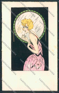Make up Art Deco Lady painting postcard cartolina EE1045 – fronte