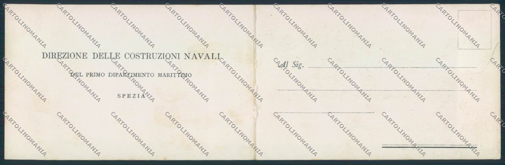 La Spezia Nave Roma Doppia Foto cartolina EE1056 – retro