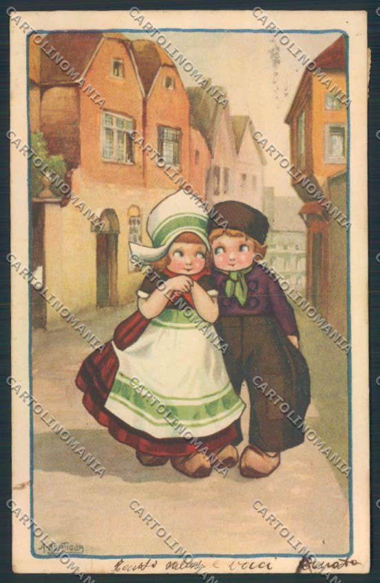 Bertiglia Children Dutch PIEGHE cartolina EE1628 – fronte