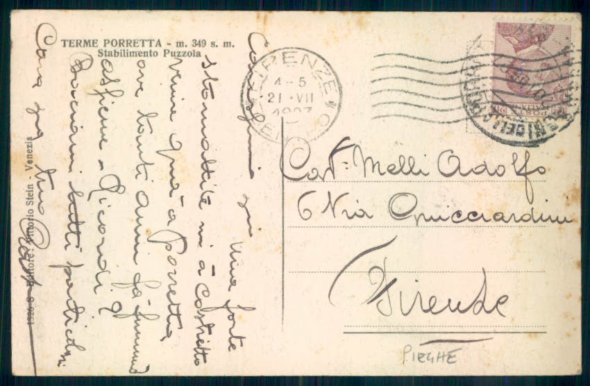 Bologna Porretta PIEGHE cartolina EE3079 – retro