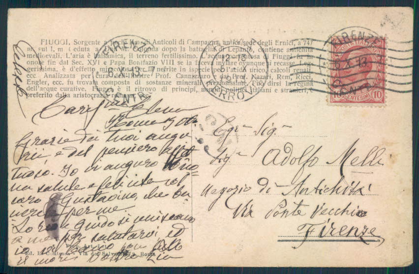 Frosinone Fiuggi cartolina EE3159 – retro