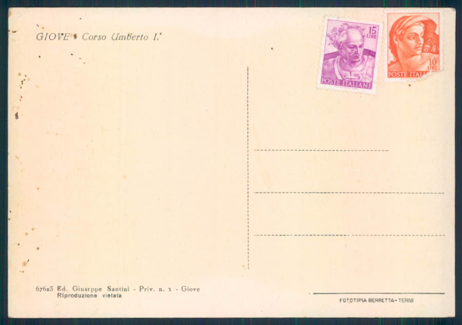 Terni Giove FG cartolina EE3259 – retro