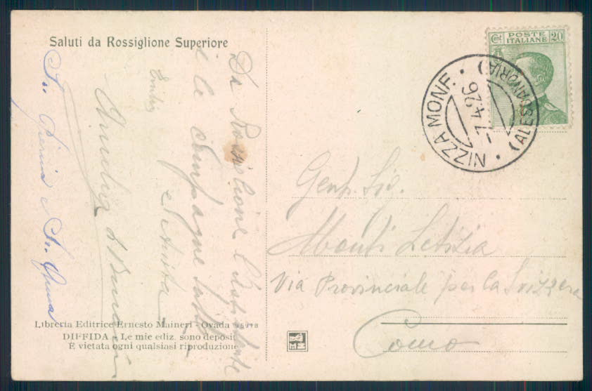 Genova Rossiglione Superiore cartolina EE3728 – retro