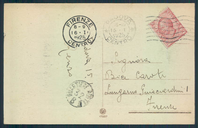 Padova città Poste cartolina EE3793 – retro