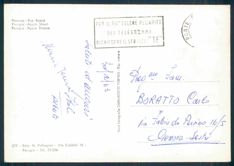 Perugia città Foto FG cartolina EE3800 – retro
