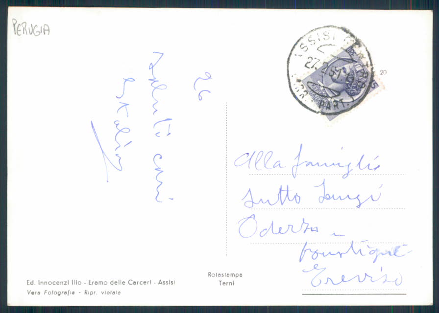 Perugia Assisi Foto FG cartolina EE3813 – retro