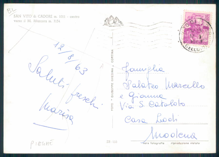 Belluno San Vito Cadore PIEGHE Foto FG cartolina EE3834 – retro