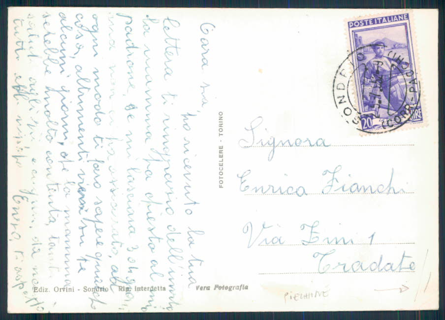 Sondrio città PIEGHINE Foto FG cartolina EE3854 – retro