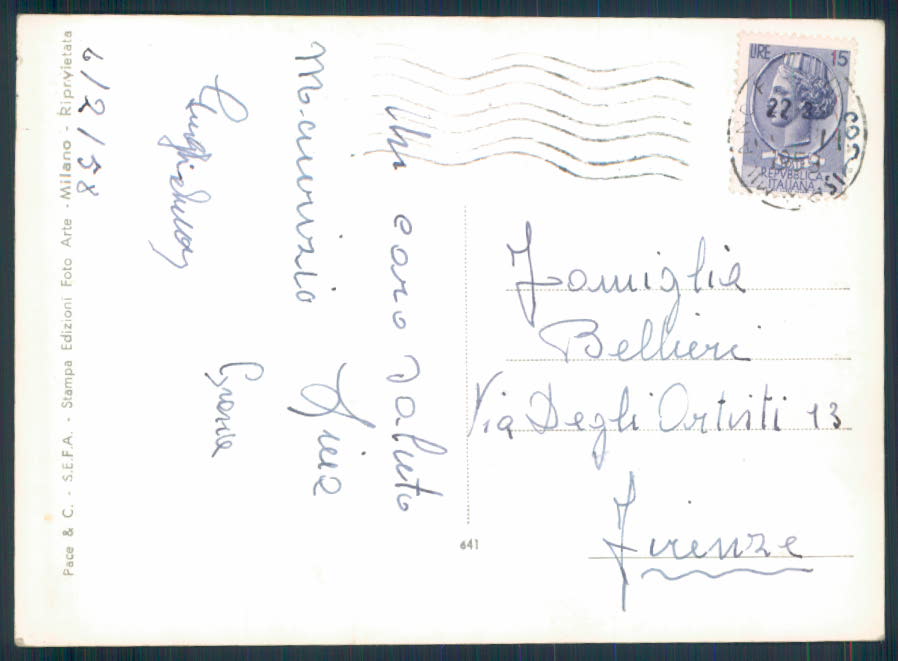 Milano città Foto FG cartolina EE3858 – retro