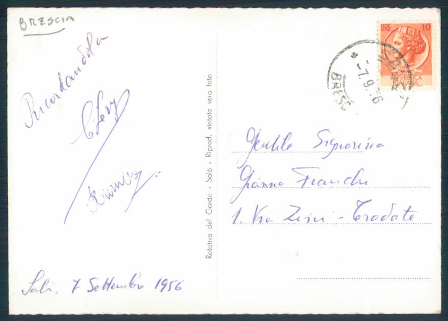 Brescia Salò Battello Foto FG cartolina EE3870 – retro