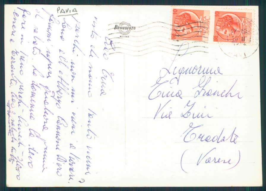 Pavia Vigevano Foto FG cartolina EE3872 – retro