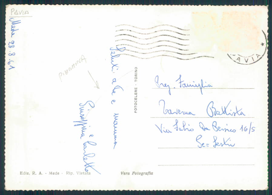Pavia Mede PIEGHINA Foto FG cartolina EE3880 – retro