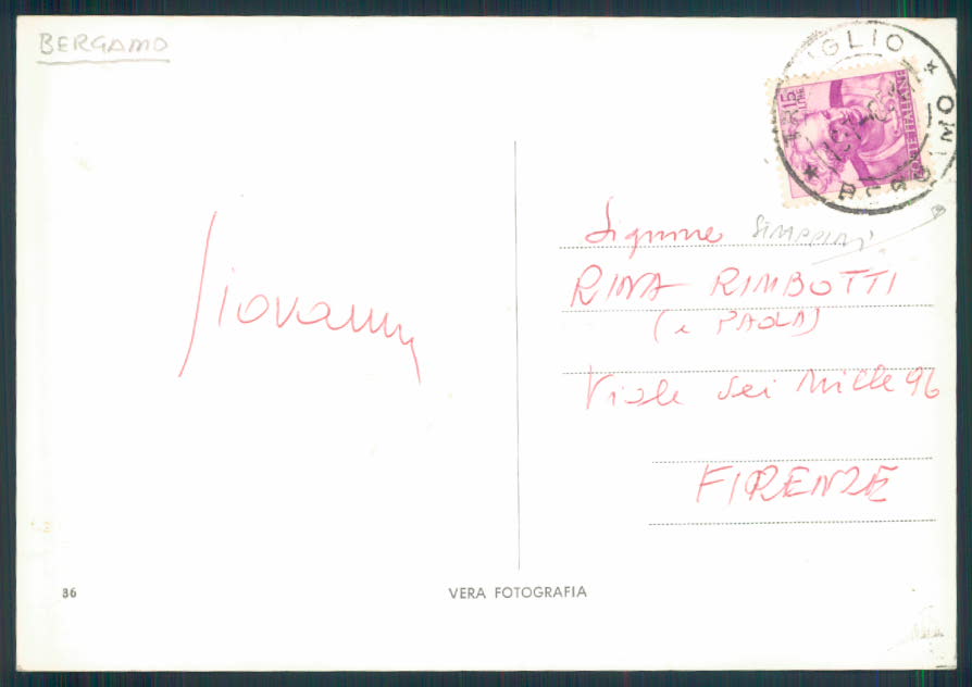 Bergamo Treviglio STRAPPINI Foto FG cartolina EE3883 – retro