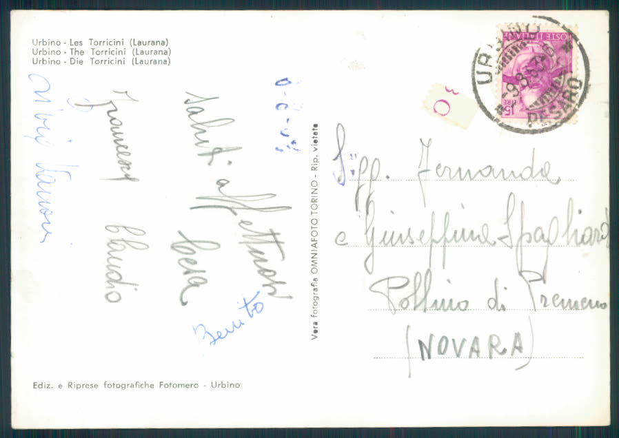 Pesaro Urbino Foto FG cartolina EE3890 – retro