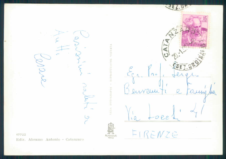 Catanzaro città Foto FG cartolina EE3904 – retro