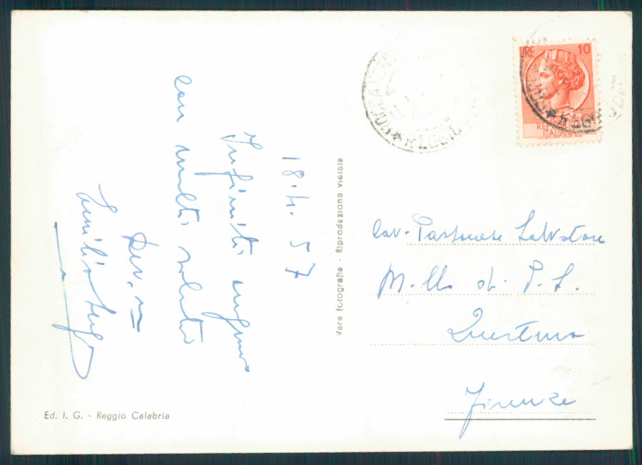 Reggio Calabria città Foto FG cartolina EE3906 – retro