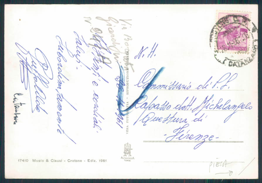 Crotone città PIEGA Foto FG cartolina EE3911 – retro