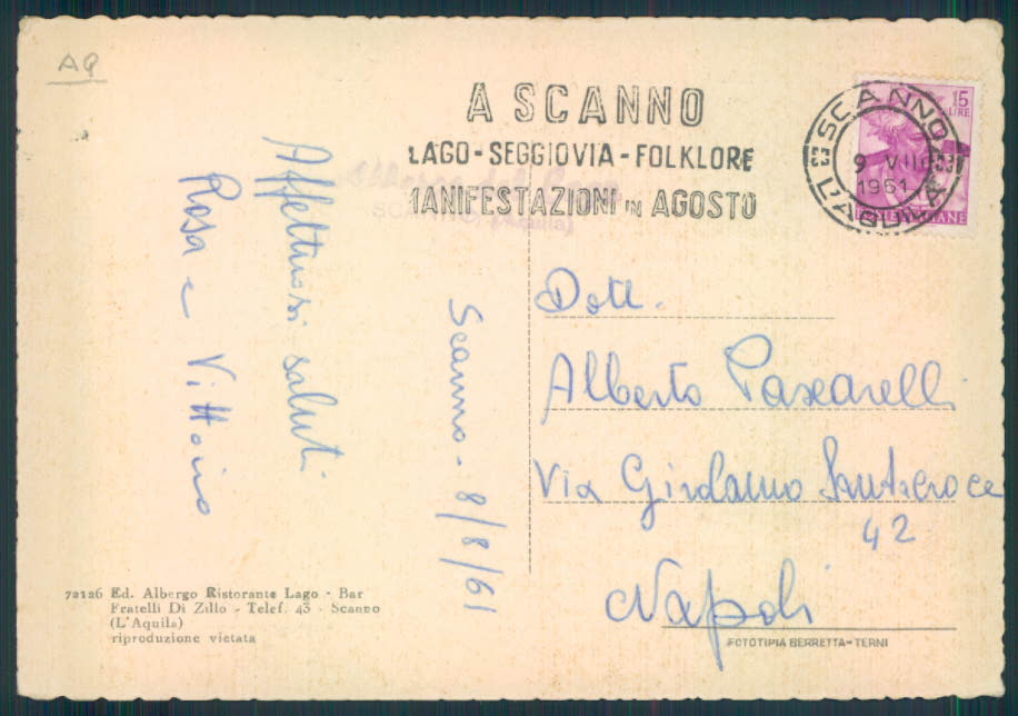 L'Aquila Scanno FG cartolina EE3913 – retro