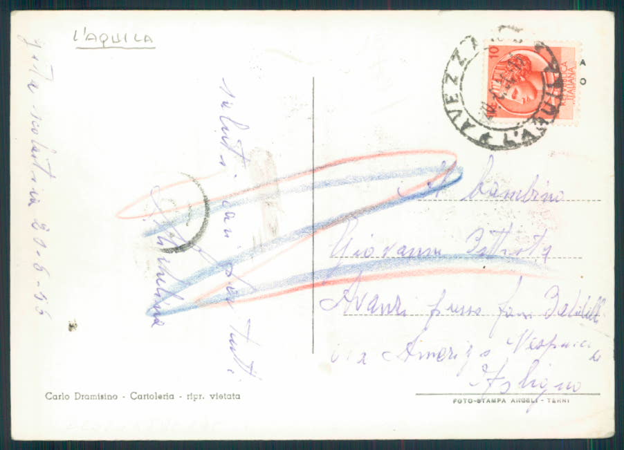 L'Aquila Avezzano Foto FG cartolina EE3921 – retro