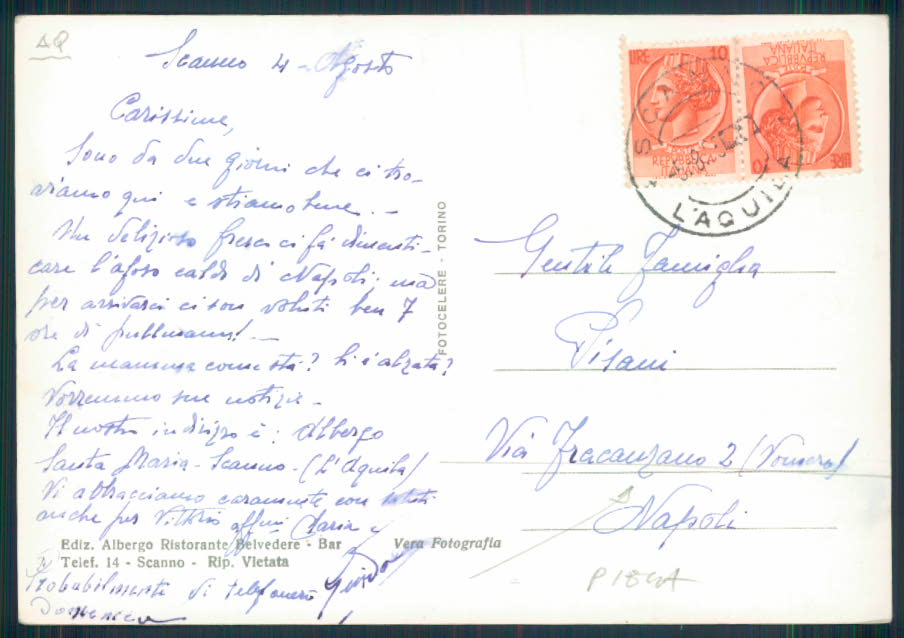 L'Aquila Scanno PIEGA Foto FG cartolina EE3929 – retro