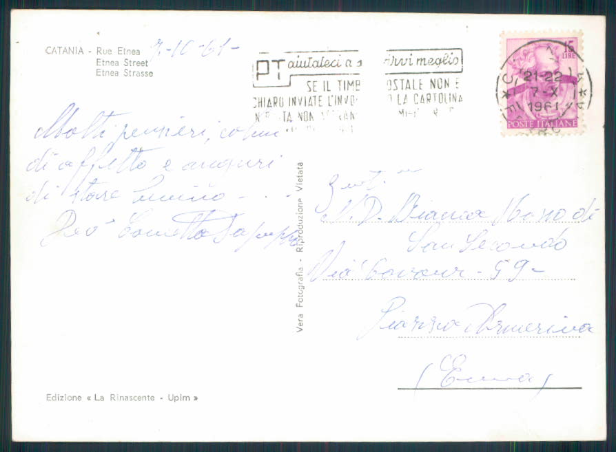 Catania città Foto FG cartolina EE3946 – retro