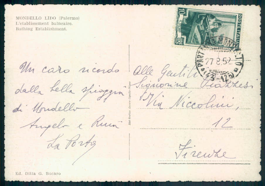 Palermo Mondello FG cartolina EE3949 – retro