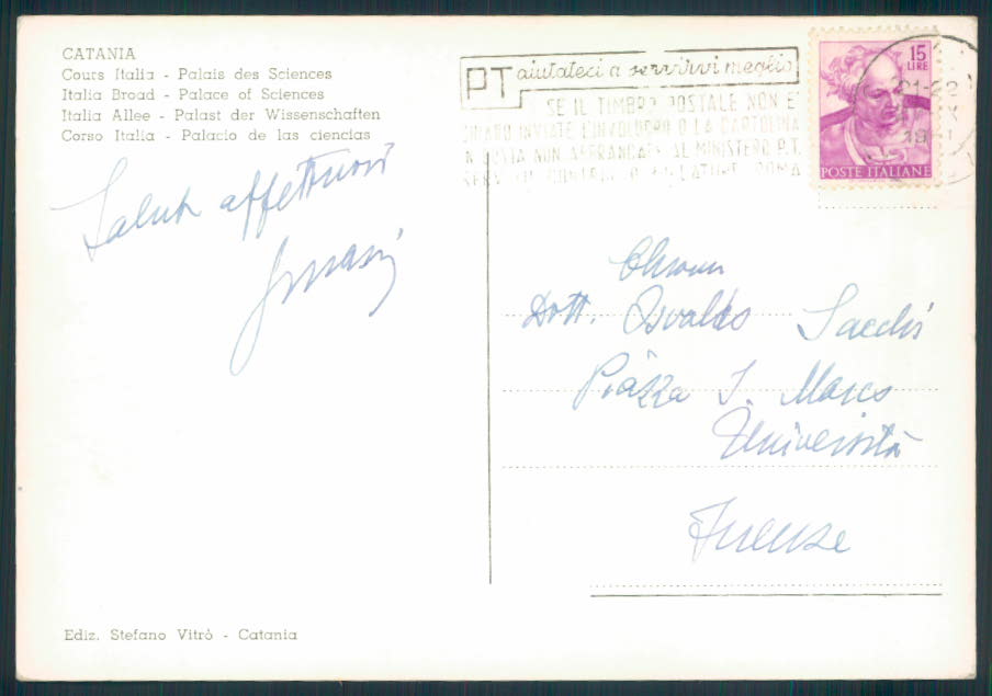 Catania città Foto FG cartolina EE3952 – retro
