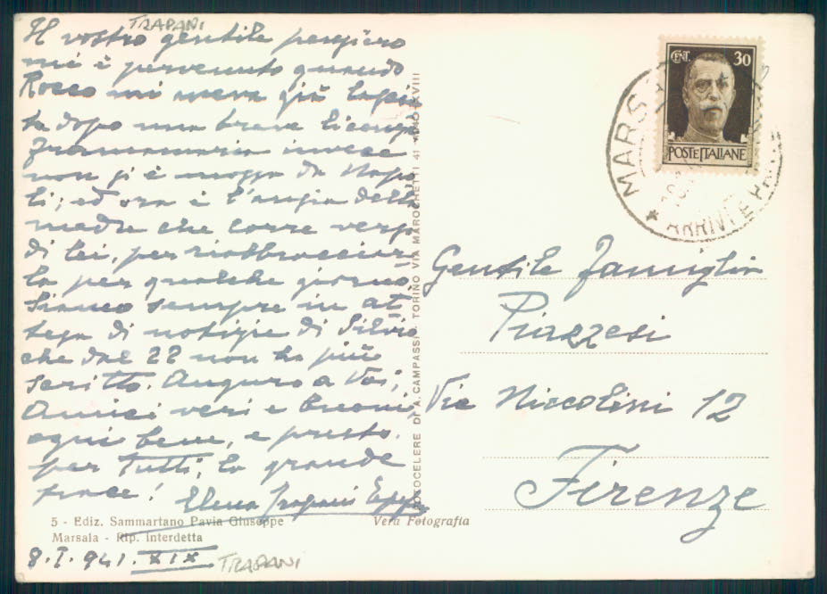 Trapani Marsala Foto FG cartolina EE3953 – retro