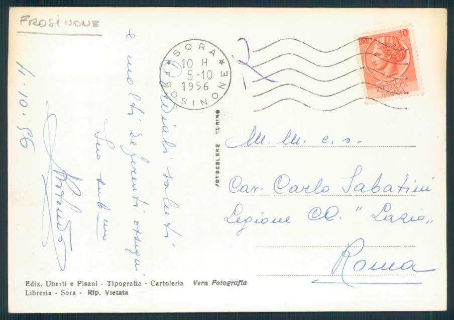 Frosinone Sora Foto FG cartolina EE3976 – retro