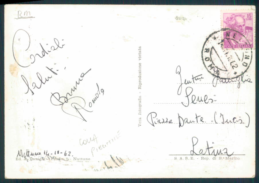 Roma Nettuno COLLA Foto FG cartolina EE3979 – retro