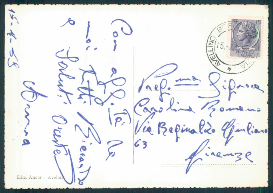Avellino città Foto FG cartolina EE3986 – retro