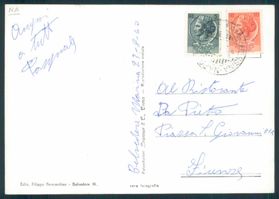 Cosenza Belvedere M. Marina Foto FG cartolina EE3996 – retro