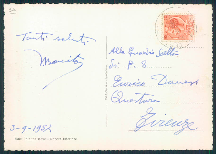 Salerno Nocera Inferiore FG cartolina EE3998 – retro