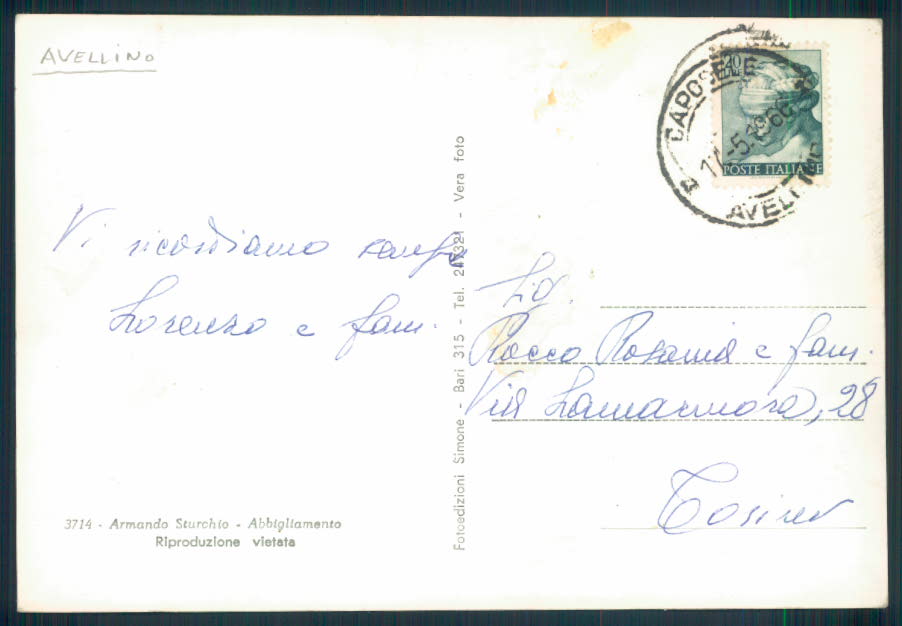 Avellino Caposele Foto FG cartolina EE4010 – retro